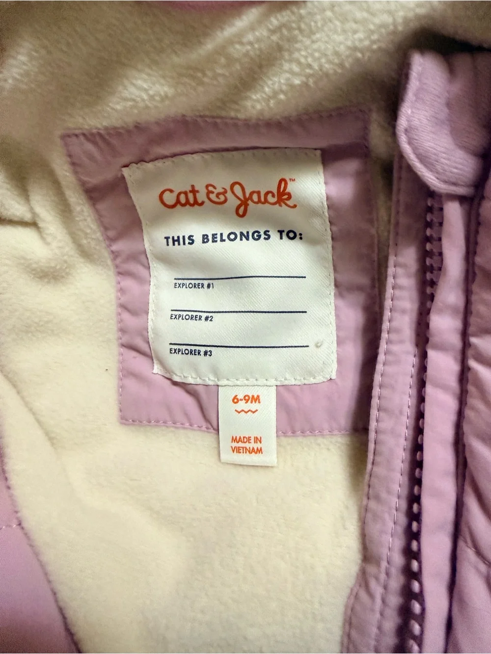 NEW - Cat & Jack Pink Hooded Zip One-Piece Coverall Solid Long Sleeve 6-9 Months